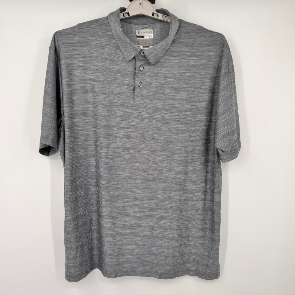 PGA Tour Airflux Polo Shirt Mens XXL Grey Space Dye Short Sleeve Golf Top